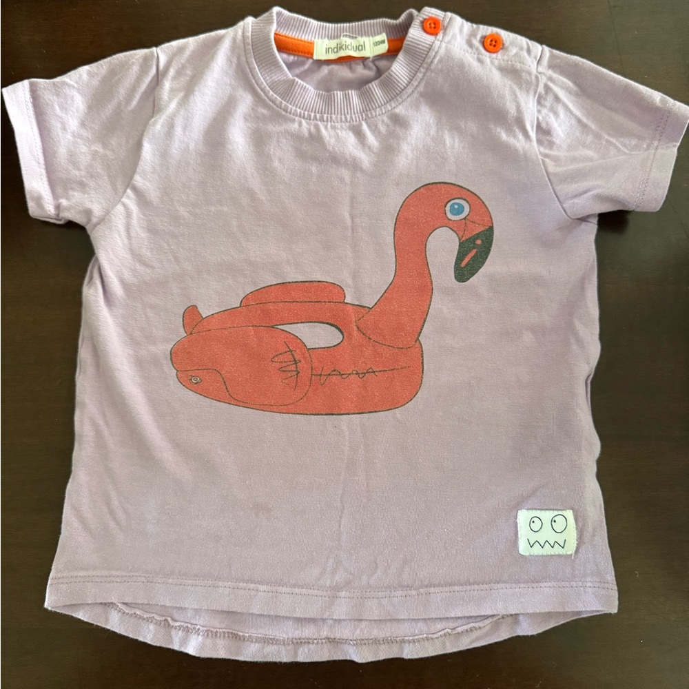 Indikidual Kids T-Shirt with Flamingo Design - Lavender